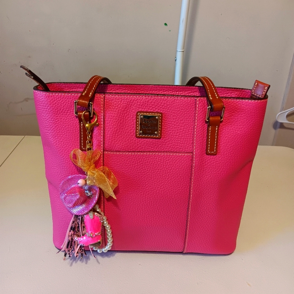 Pink Leather Tote Bag